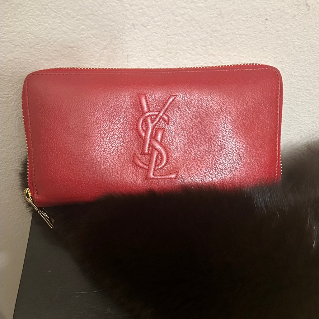 Ysl Red Leather Wallet